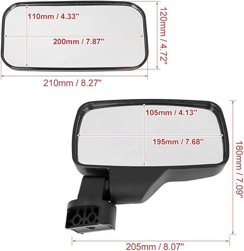 Miniatura 6 de X AUTOHAUX 1.75 "2" Clamp UTV Espejo lateral central de visión trasera Set para Polaris RZR para Ranger para Yamaha para Kawasaki para Honda para