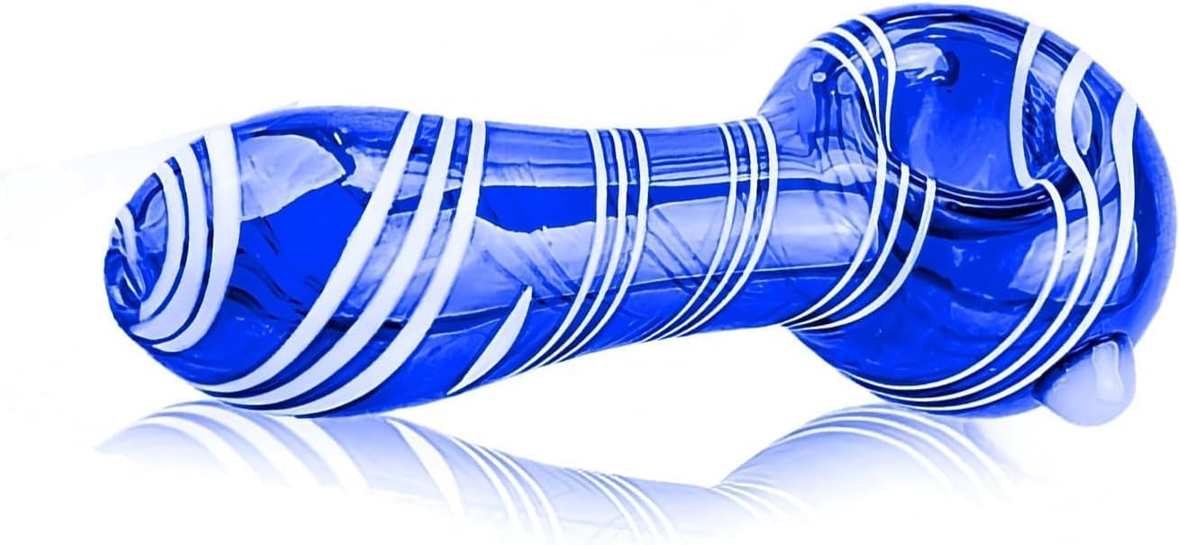 4" Gorgeous Glass Pipe Set, Blue Purple Collectible Straw with Cleaner Tool Brush Zipper Bag Gift (Blue)