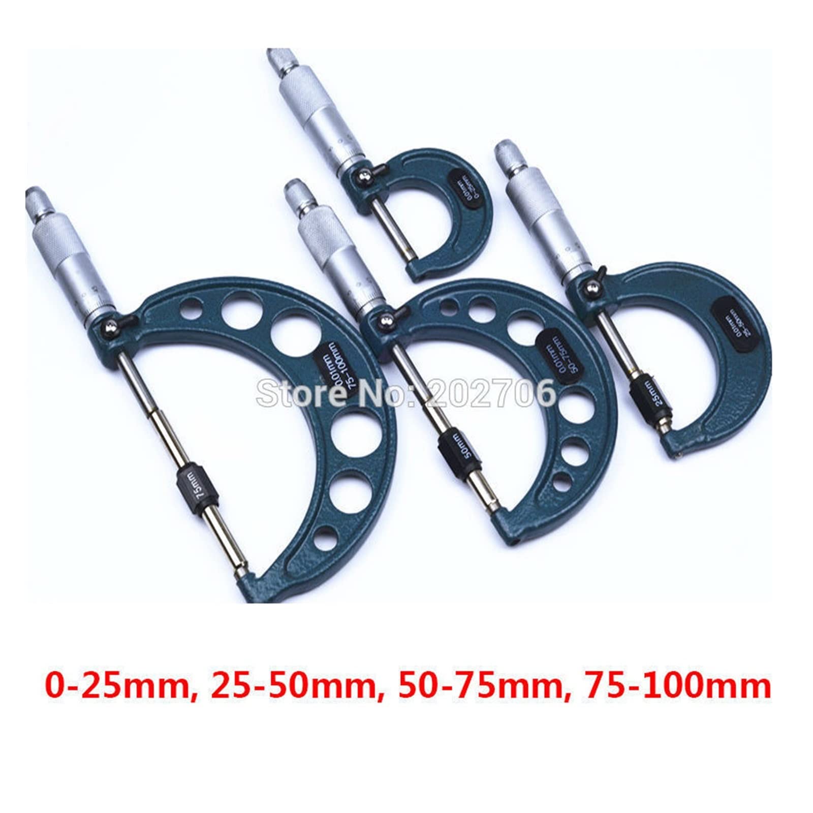 Micrómetro, Micrómetro de espiral exterior 0-25 mm/25-50 mm/50-75 mm/75-100 mm/100-125/175-200 mmaccuracy 0.01 mm Herramientas medición calibrador Vernier(25-50mm)