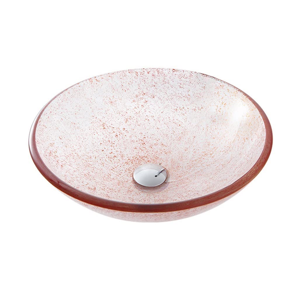 SBCGFY Vessel Sinks, Drain Sink Modern Simple Vessel Sink Hotel Art Desk Sink Tempered Glass Wash Basin Bathroom Glass Wash Basin Farmhouse Sink