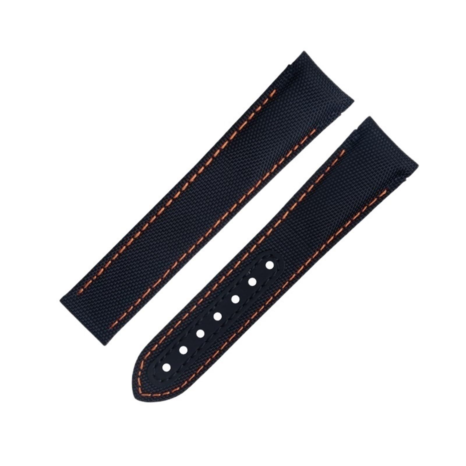 Bracelet montre 20mm courbe Omega Planet Ocean nylon cuir noir - 8