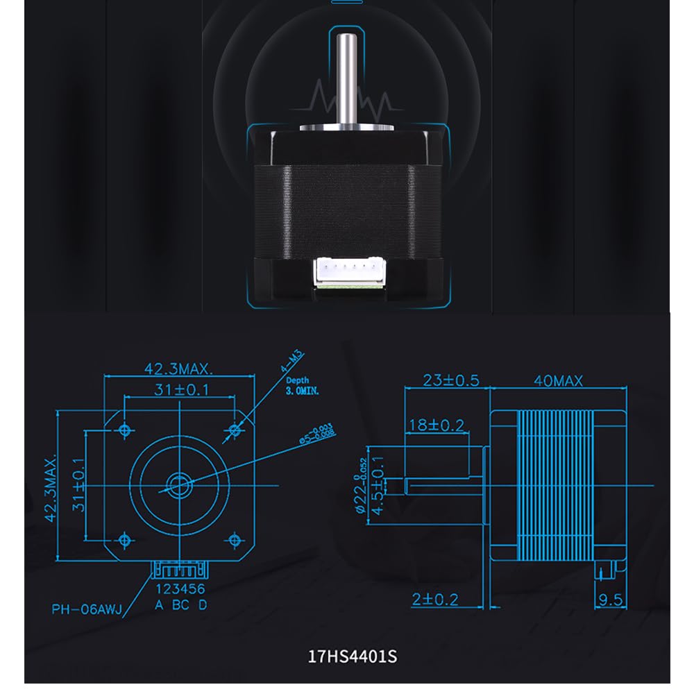 NEMA17 Moteur pas à pas avec câble de 1 m, couple élevé 1,5 A, pour imprimante 3D, routeur CNC, graveur laser, robotique, bras mécanique, machine à lettrage (4)