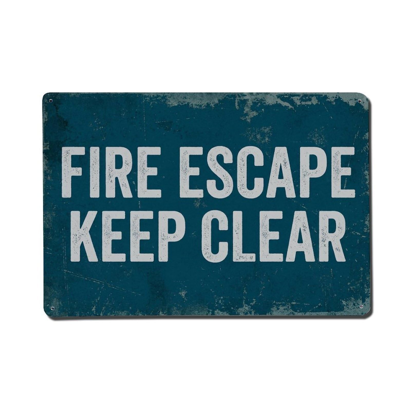 Vintage Fire Escape Keep Clear Metal Tin Sign