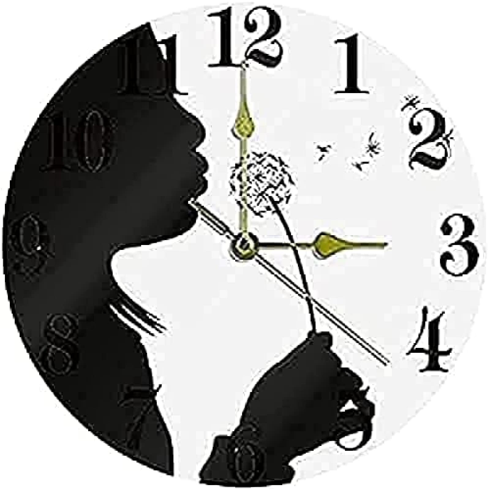 Horloge fille pissenlit noir et blanc pour décorer une chambre d'enfant