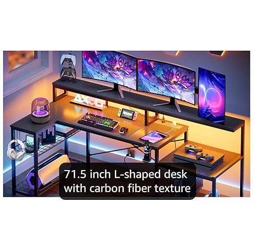 Outshine Gaming Colossus Heavy Duty Gaming Desk With Dynamic RGB Lighting, Adjustable Height (71-81cm), 100kg Weight Capacity, And Curved Rear Edge For Cable Management – 132.5x60.5cm Black Finish