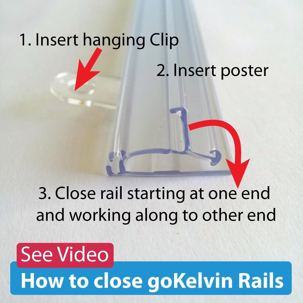 myColdCup goKelvin 24" Hanging Rails for Posters, Signs, and Maps (Bulk Black (10 Sets))