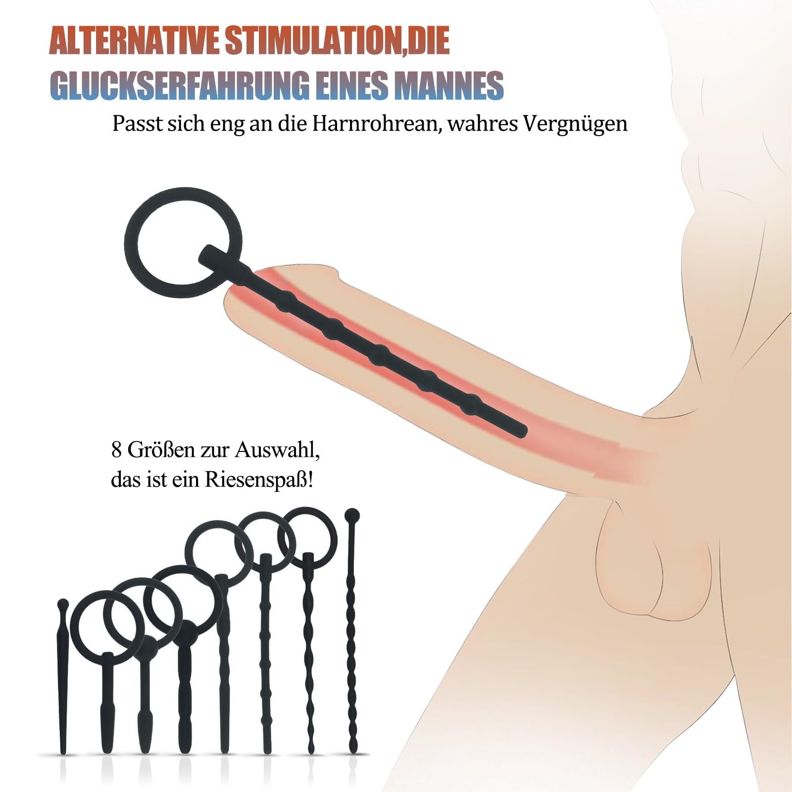 Set De 8 Plugs Pénis / Dilatateurs Urétraux En Silicone - Massage Prostate - Homme - Noir