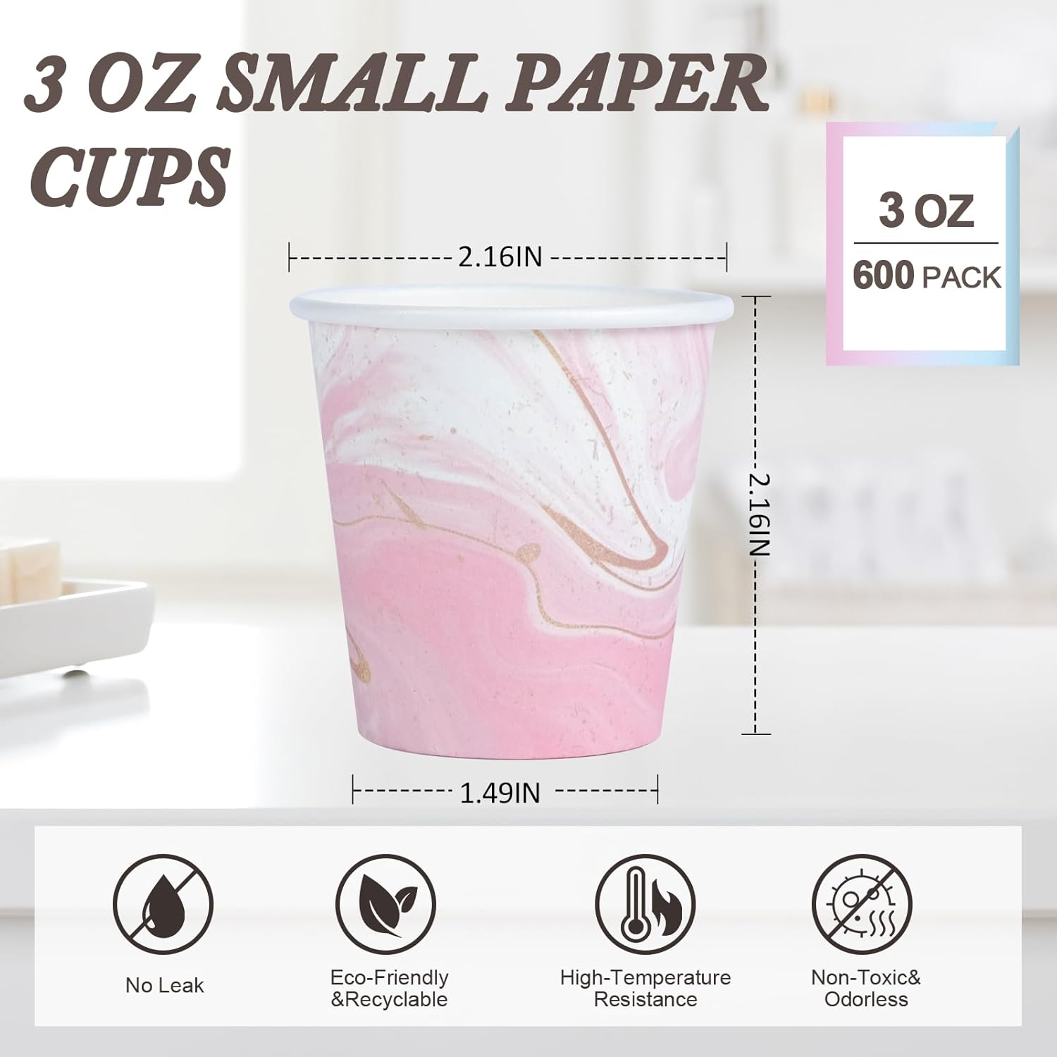 (Similar to) 600 Pack 3 oz Paper Cups, Colorful Bathroom Cups Disposable Paper Cups, Small Mouthwash Cups Mini Cup for Bathroom, Party, Picnic, BBQ, Travel and Envent Marble 3 ozi