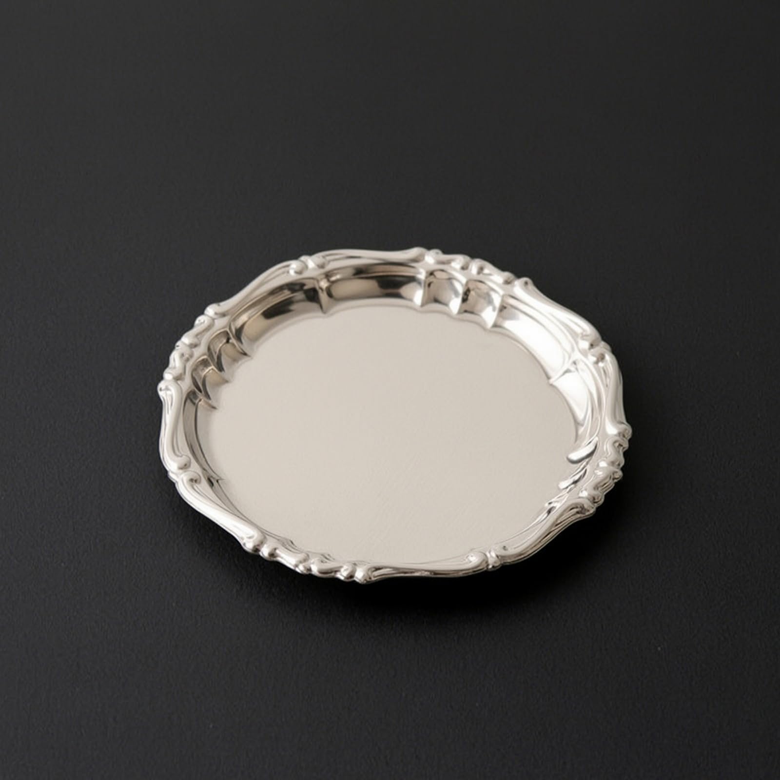 Sottobicchiere in Acciaio Inox Inossidabile Poggiabicchiere Decorativo Stoviglie per del tè, 13.5 Cm, Barocco