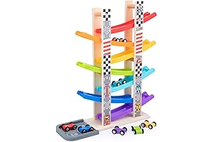 Wooden Car Ramp Racer Set for Toddlers