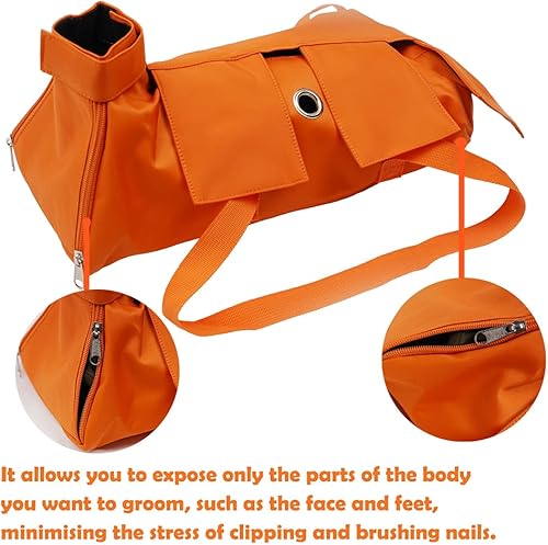 Miniatura 4 de Bolsa de retención de gato para cuidado de garras Recorte de uñas antiarañazos Bolsa de aseo para gatos Examen médico (amarillo-m)