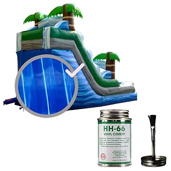 Vinyl Repair Kit, 4oz HH-66 Glue, 1 x 5 Patch, Blue Marble | Includes 4oz Cement Glue Adhesive & Commercial 15oz PVC Vinyl Patch for Waterproof Repairs of Tears, Punctures, Holes
