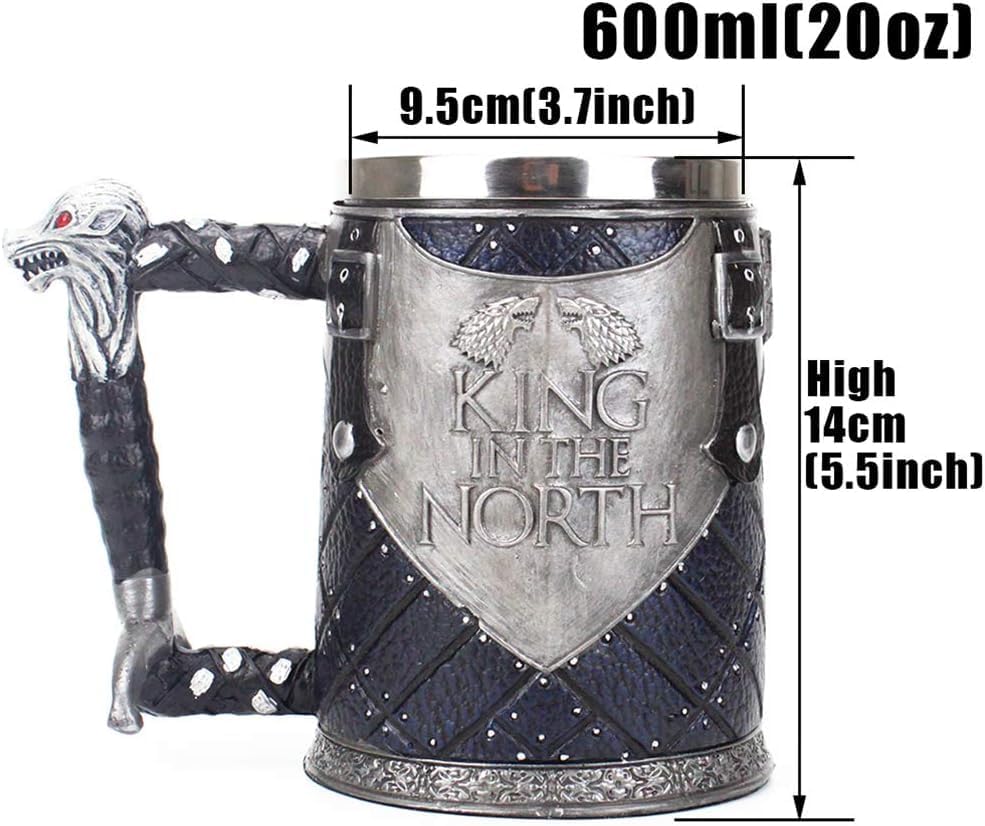 Personalise Engraved Style Mug Horn Games Beers of Mug,Stainless Steel Resin 3D Coffee Beer Mug Drinkware Cup (6.White Lion Head Handle Cup) - Image 2