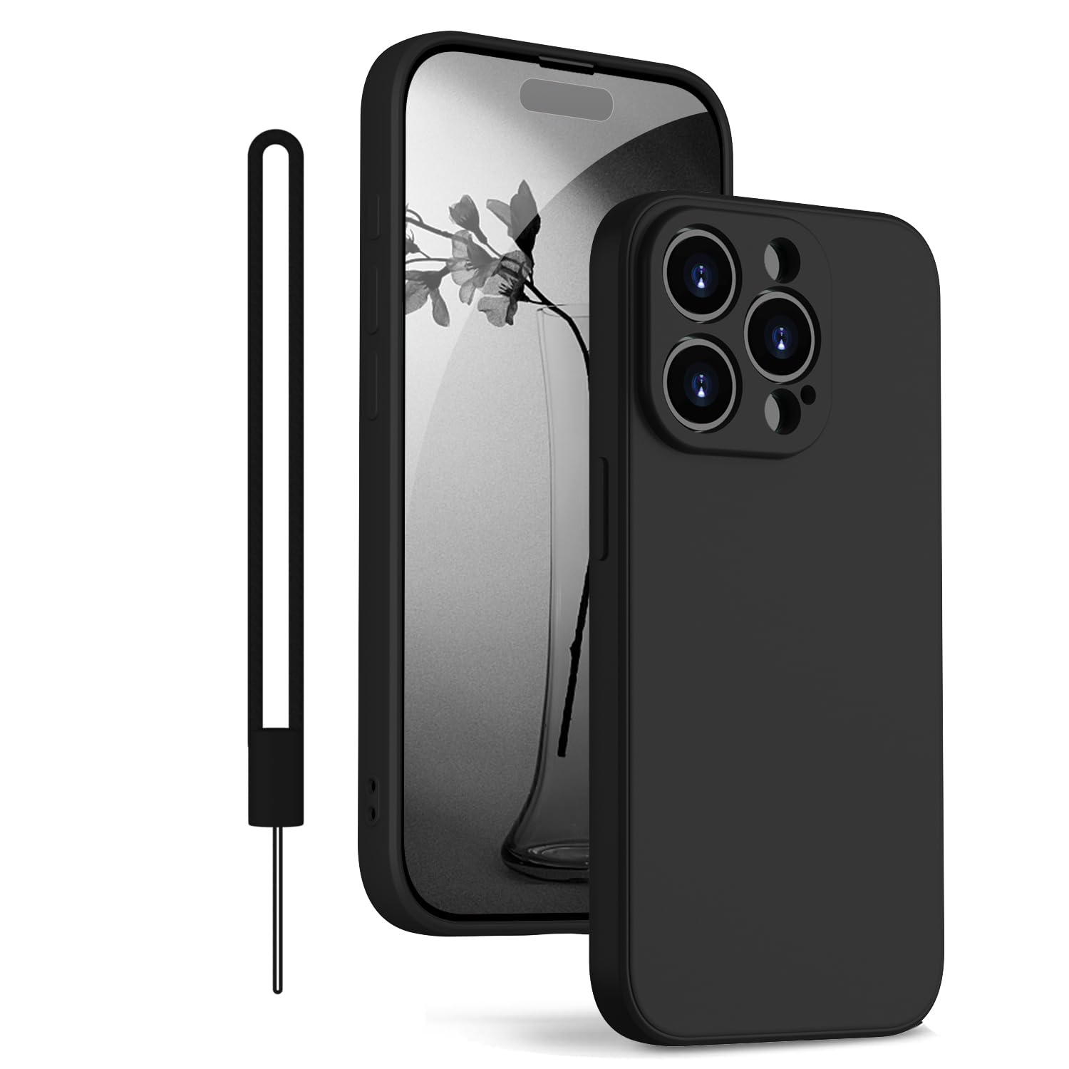 KPPIT Silicone Case Compatible with iPhone 13 Pro 6.1 inch Protective case,Ultra Slim Soft Gel Anti-Scratch,Microfiber Lining,Rubber Shockproof Case Cover for iPhone 13 Pro Black
