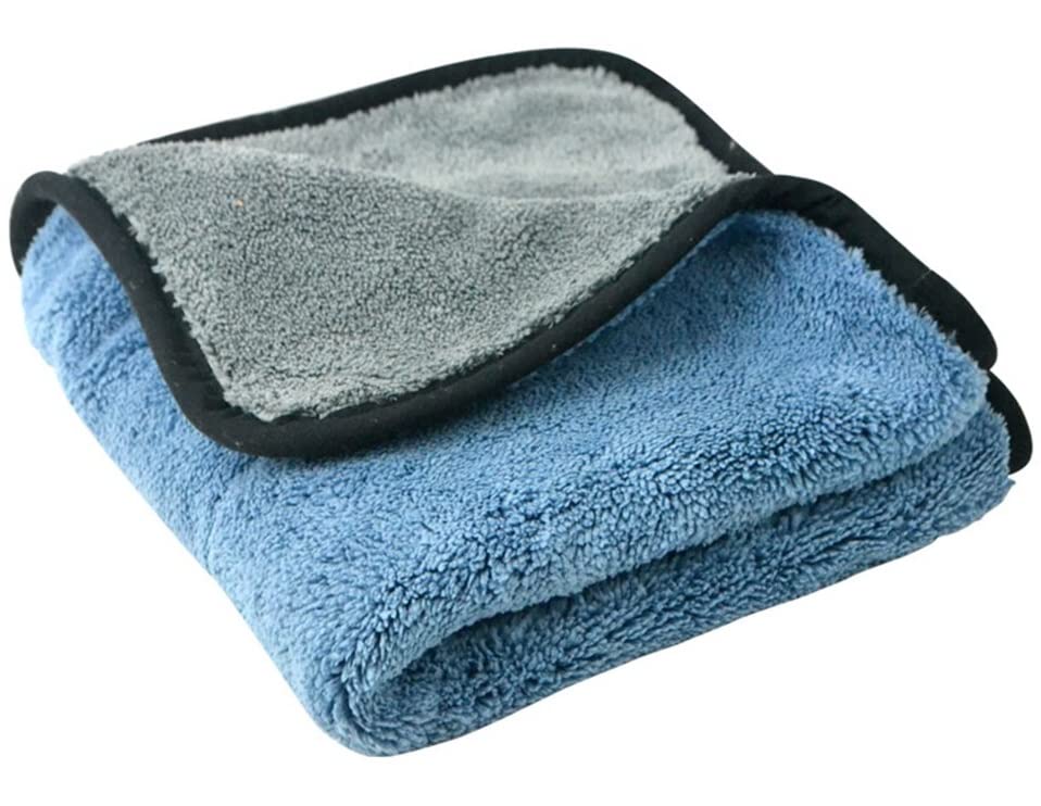 Image of Auto Hub Heavy Microfiber Cloth 500 GSM (Size 60cm x 40cm) /Pack of 1,for Car Cleaning and Detailing, Double Sided, Extra Thick Plush Microfiber Cloth Lint-Free, Color:- Blue