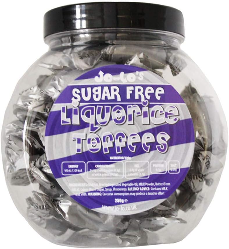 JoLo Sugar Free & Low Net Carb Sweets Liquorice Toffees 250g Jar