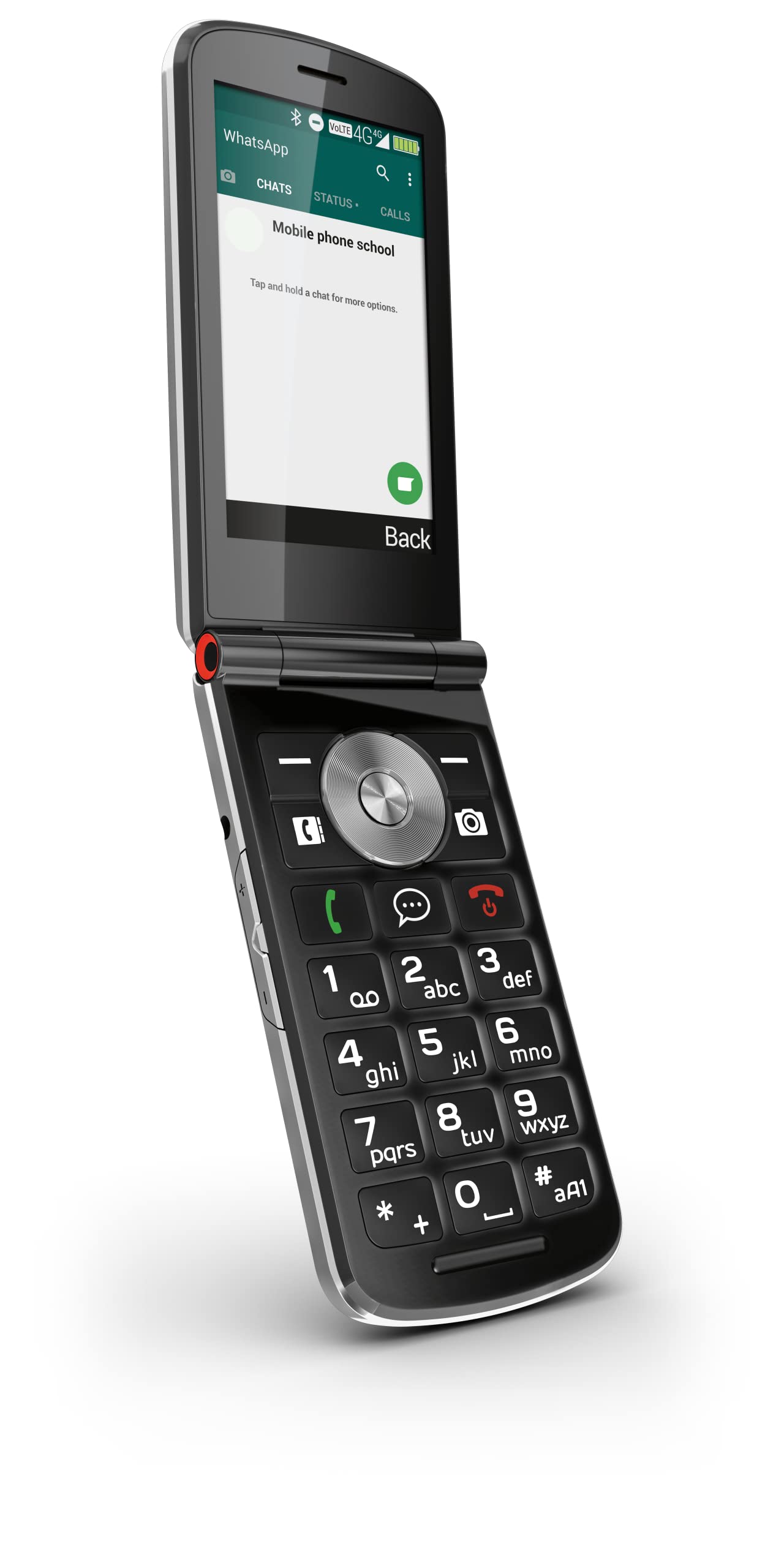 Emporia TOUCHsmart.2 - New Edition, Telefon komórkowy 4G dla osób starszych, dedykowany klawisz do aplikacji WhatsApp i komunikatorów, Wysoka głośność, kolorowy wyświetlacz 3.25 ", Podstawka ładująca, czarny (Włochy)