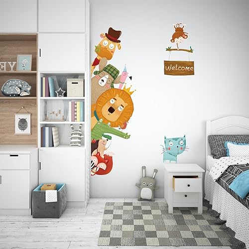 Miniatura 3 de Calcomanías de pared de animales de selva de acuarela prémium para niños, calcomanías de pared creativas para habitación de niños, dormitorios
