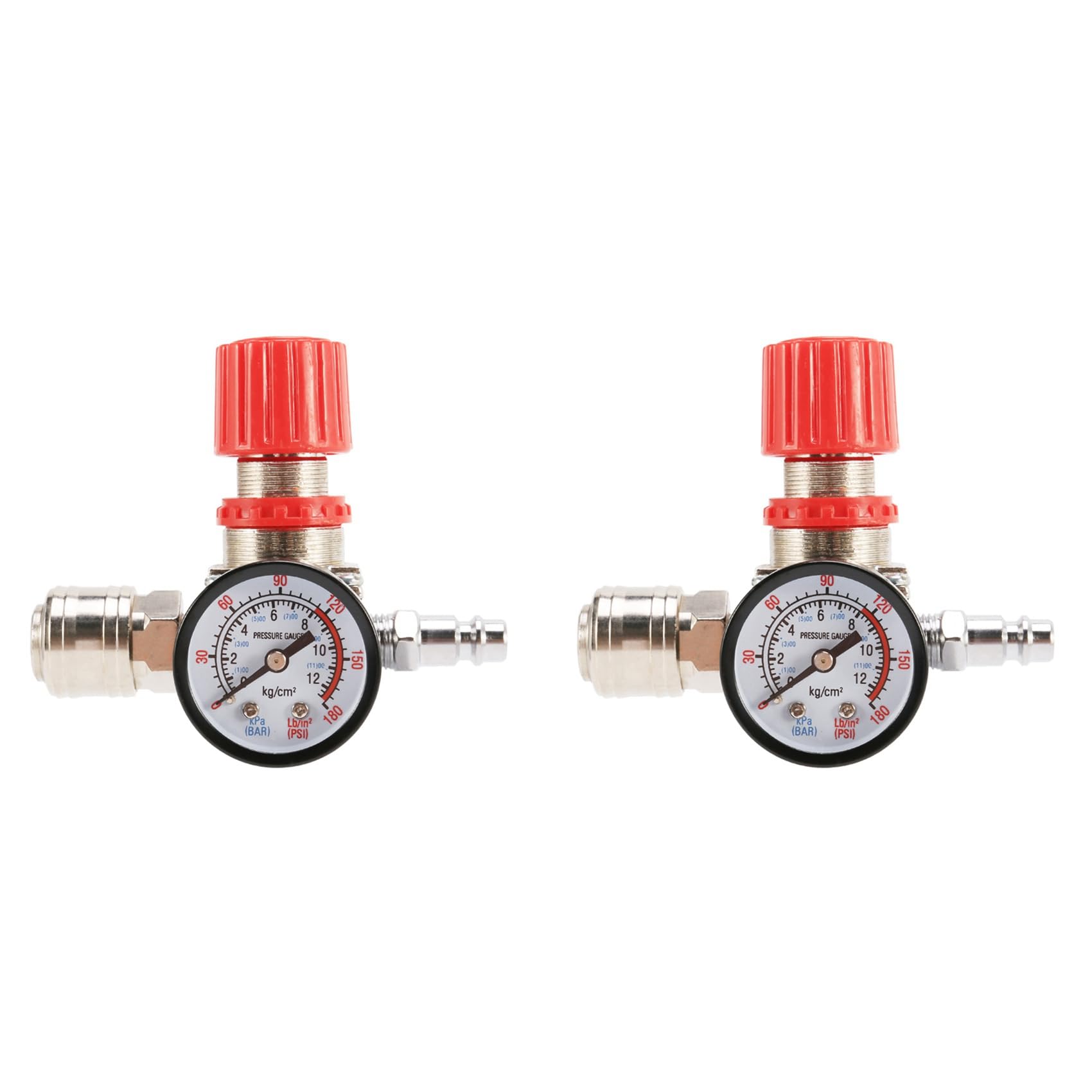 2pcs 1/4Inch Pressure Regulator Air Compressor Pressure Regulator Reduction Valve 3 Holes Control Valve