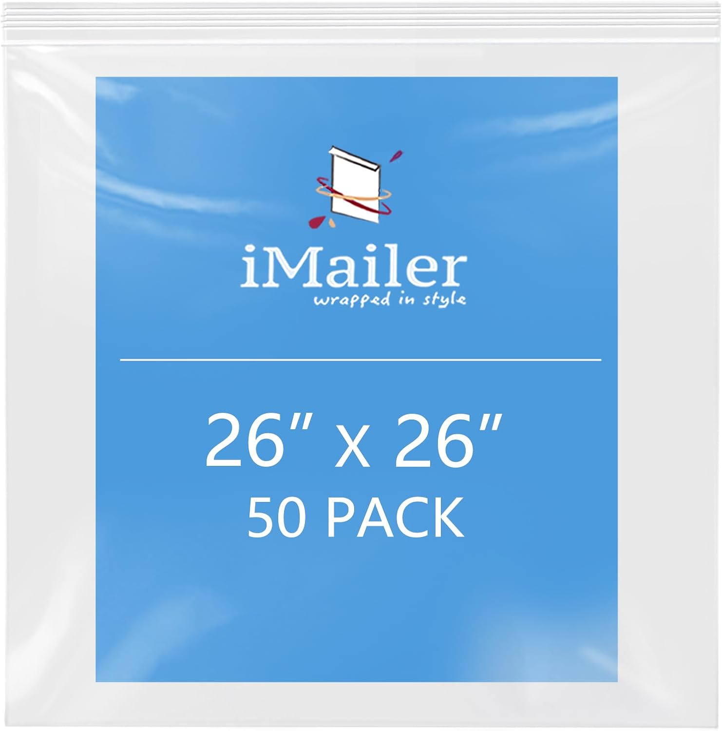 iMailer- 18" x 24" 100 Pack- 2 Mil Resealable Zip Bags- Clear Plastic Bags with Zip Top Lock for Storage, Organizing, Crafts, Travel