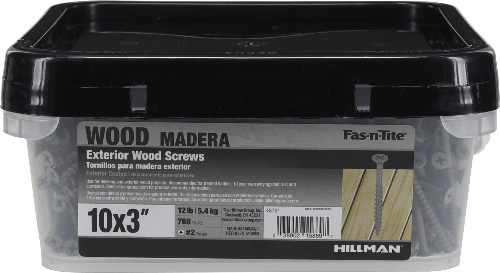Tornillos de madera con revestimiento exterior (#10 x 3 pulgadas)