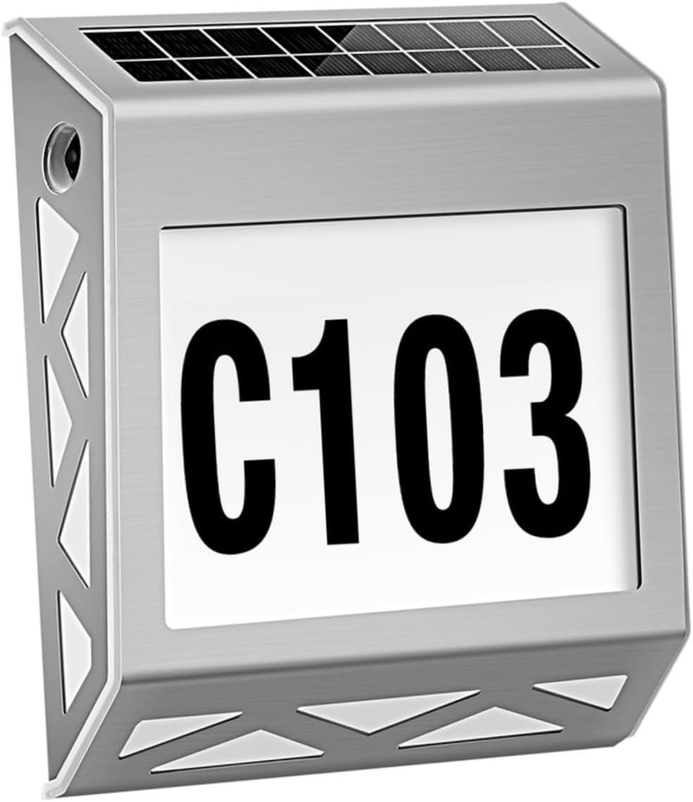 Lurrose 1set Solar Door Number Light Address Plaque Lamp for Outdoor Use Solar Powered House Numbers Easy Installation for Garden Porch Pathway