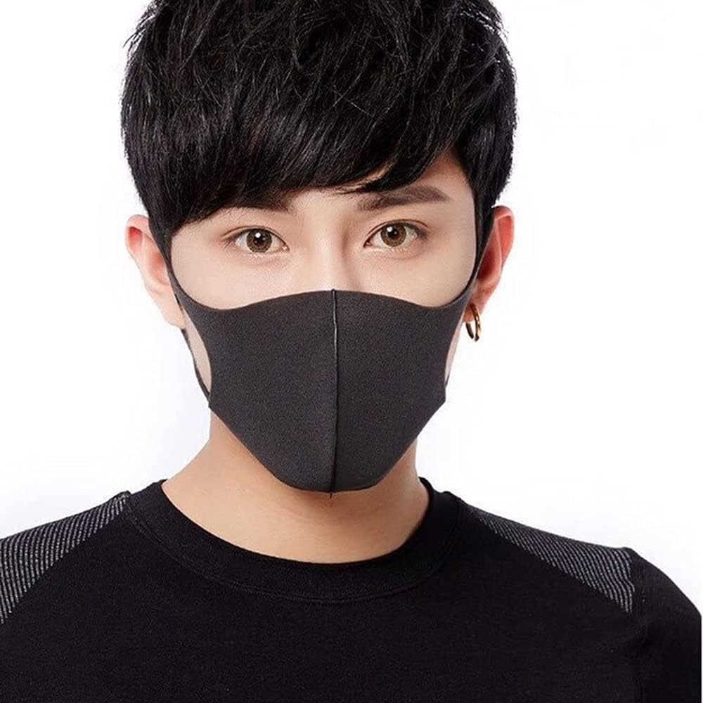 Black Fashion Dust Masks - U Shape Respirator Mask - Anti-Dust Mask - Dust Face Mask - Anti Pollution Mask | Keeps Moisture Out, Black(6pcs Sponge)