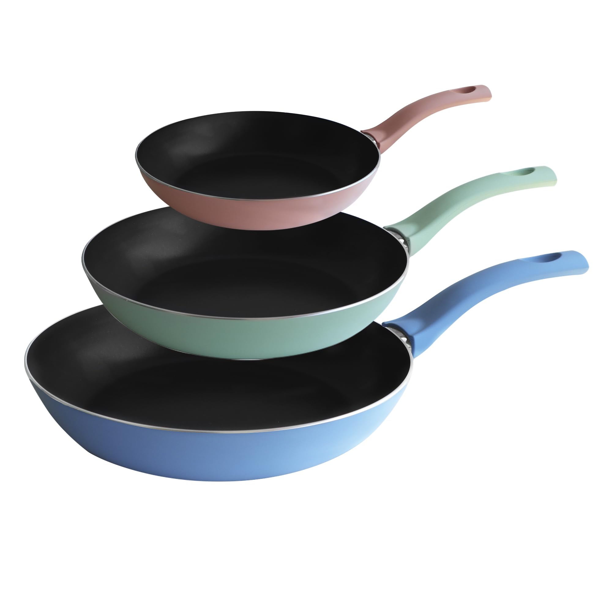 Pintinox Prima Collection, Portofino braadpannen van aluminium, set van 3, met 5-laagse antiaanbaklaag, anti-verbrandingsgreep, diameter 20, 24 en 28 cm, Sunset Pink Pintinox Prima Collection, Portofino braadpannen van aluminium, set van 3, met 5-laagse antiaanbaklaag, anti-verbrandingsgreep, diameter 20, 24 en 28 cm, Sunset Pink