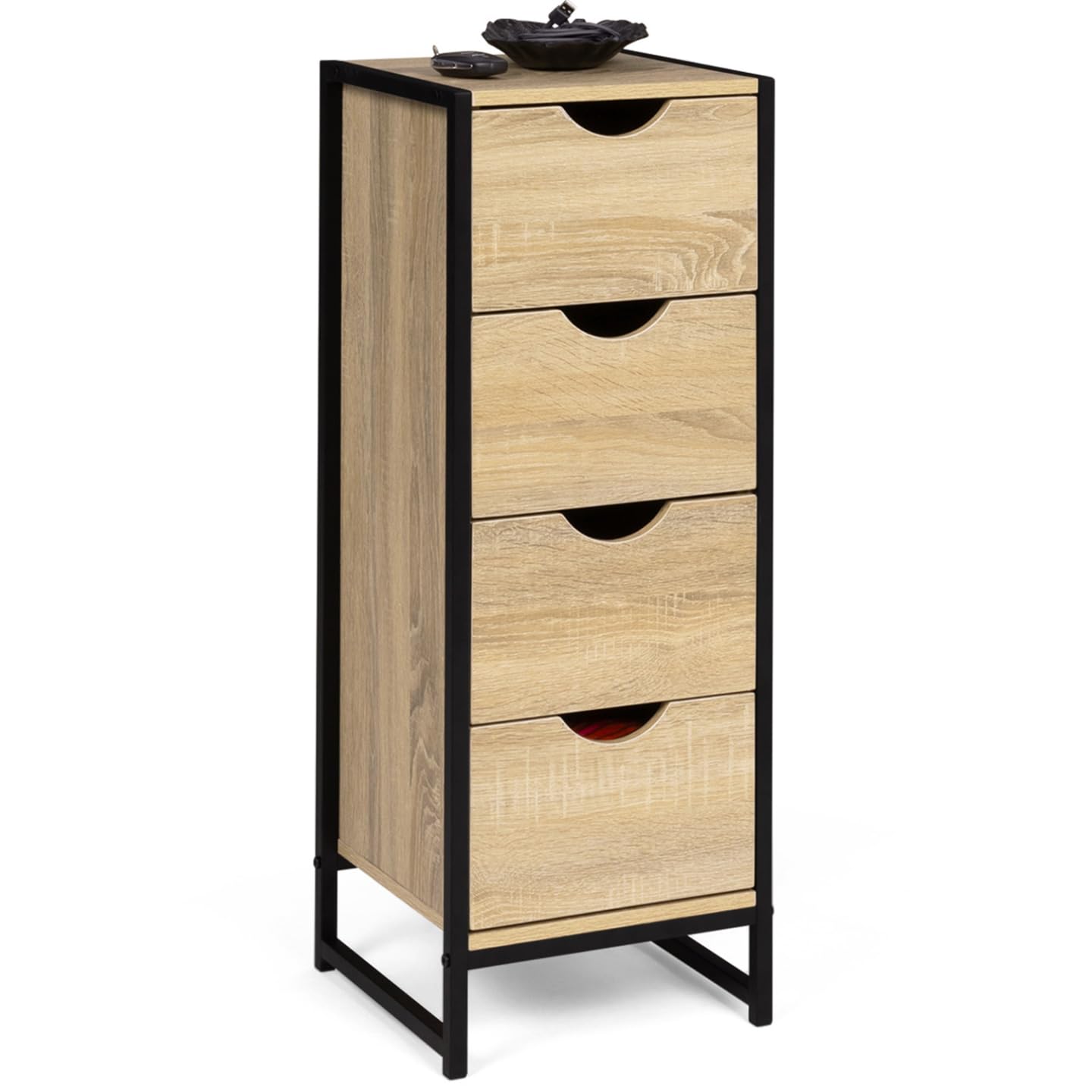 IDMarket - Meuble d'appoint 4 tiroirs Detroit 30 cm chiffonnier pour entrée Salle de Bain Design Industriel