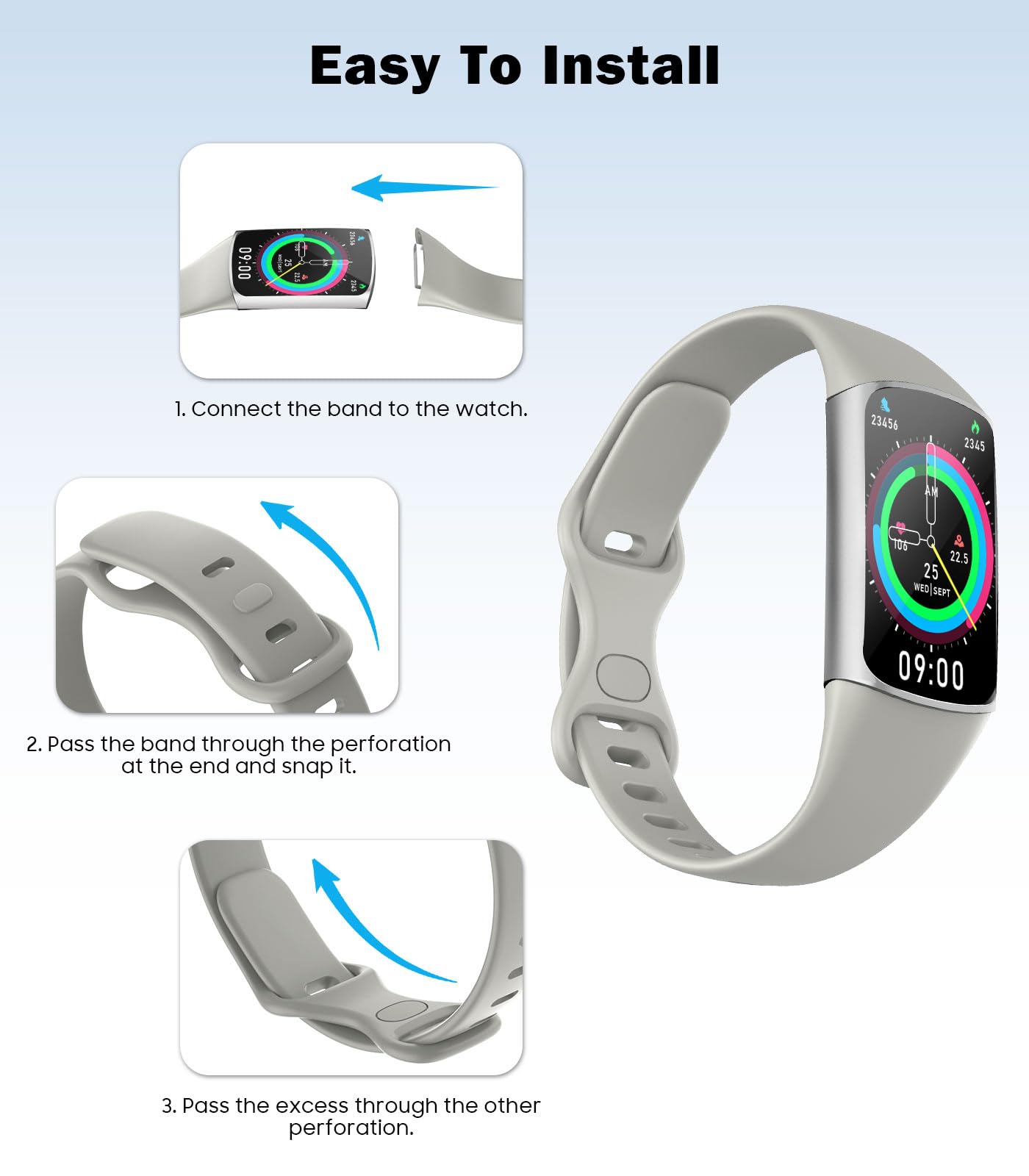 3 Pezzi Cinturino Sottile Compatibile con Fitbit Charge 6/Charge 5 per Donna Uomo, Cinturino Stretto di Ricambio in TPE