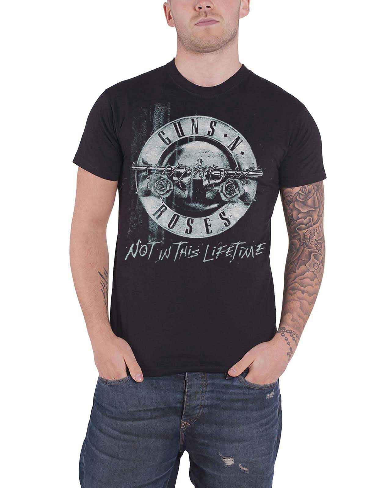 Guns N Roses T Shirt Not in This Lifetime Tour Band Logo Official Mens Black L