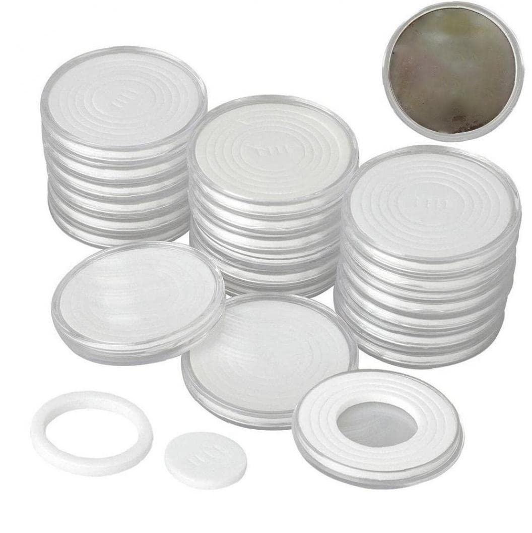 Haowul 20Pcs 46Mm Plastic Clear Round Coin Holder Capsule Protector Box For Coin Collection Case Storage Box Jewelry Organizer