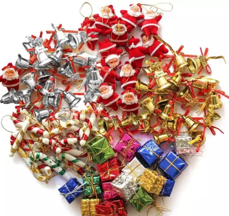 HC VILLA Set of 60 Christmas Tree Ornaments Festive Hanging Decorations for a Merry Home