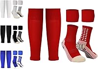 Vista 1 de Grip Socks with Leg Sleeves and Shin Guard Straps Anti Slip Non-Skid Durable & Comfy Soccer Socks for Training & Matches
