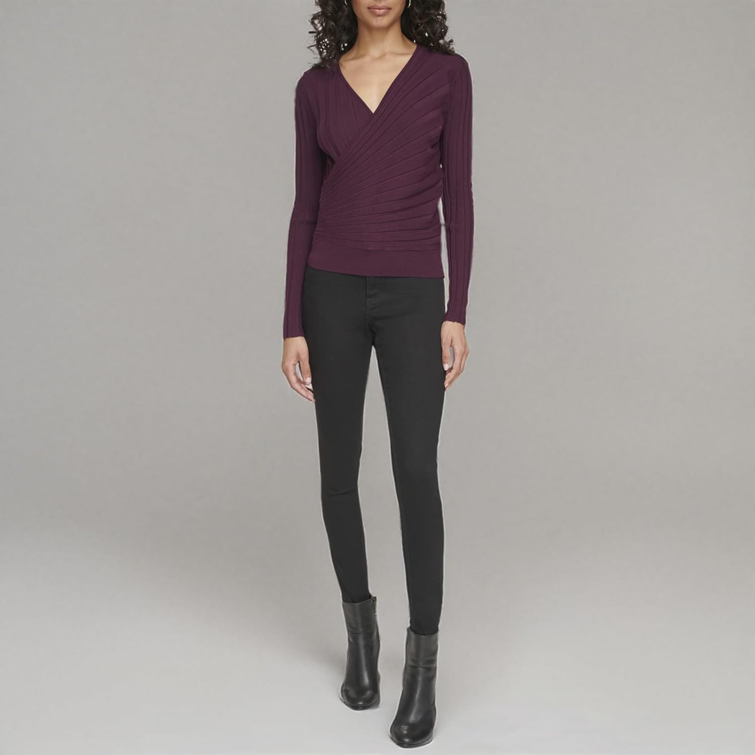 Calvin Klein Womens Long Sleeve Faux Wrap Sweater - Image 5
