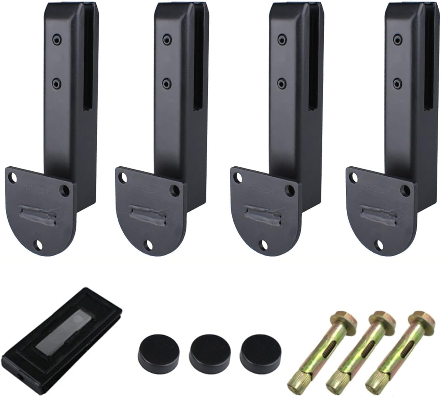 Heavy Duty Black Side Mount Glass Clamp, Pool Fence Stainless Steel Spigot Glass Clamp For Glass Thickness 8mm-13mm Glass Floor Clamps,4 pieces