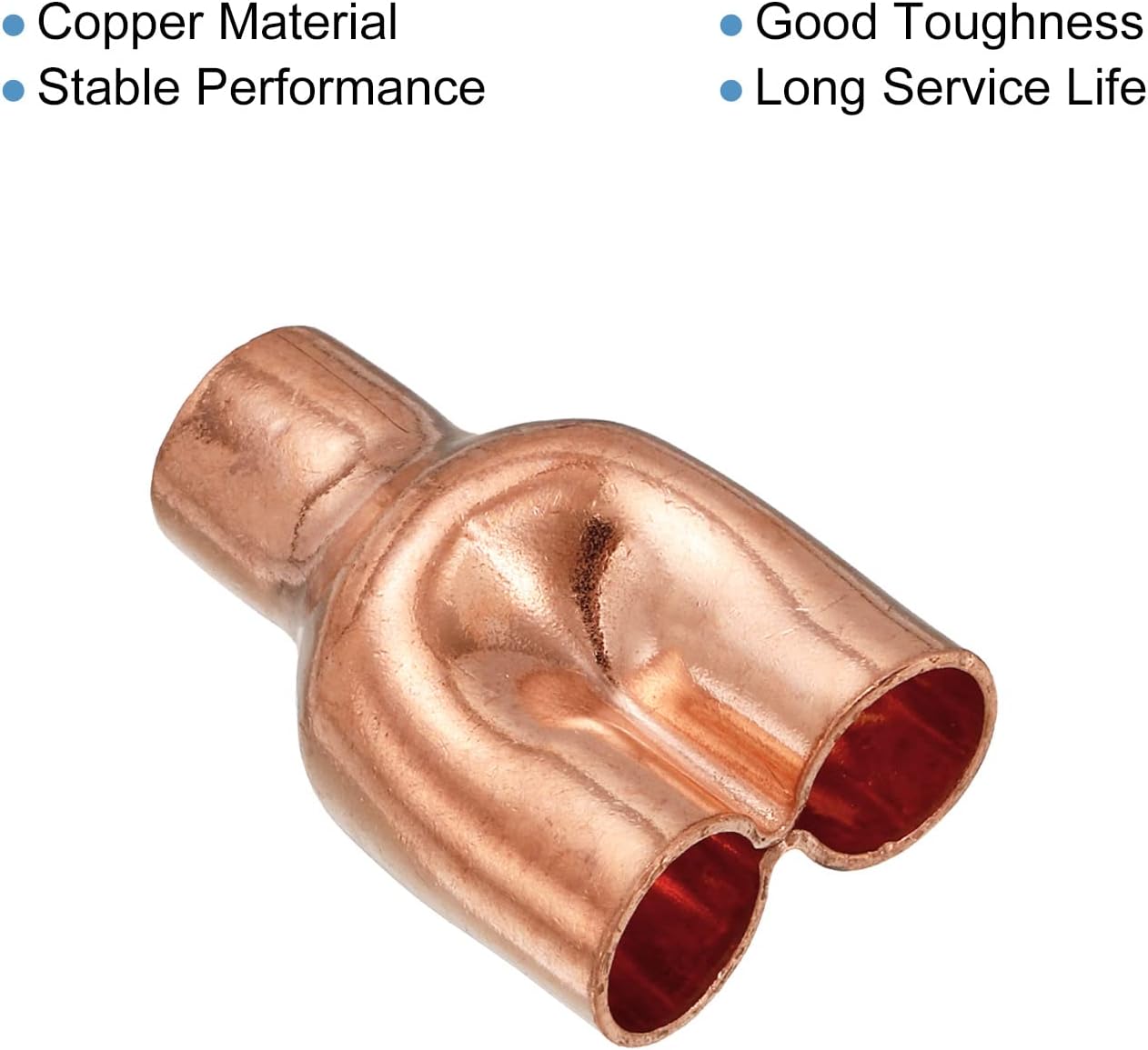MECCANIXITY Tee Y Type Copper Fitting Welding Joint Split Union Intersection 12.7mm or 1/2 Inch ID for HVAC, Air Conditioning Refrigeration System, Pack of 5