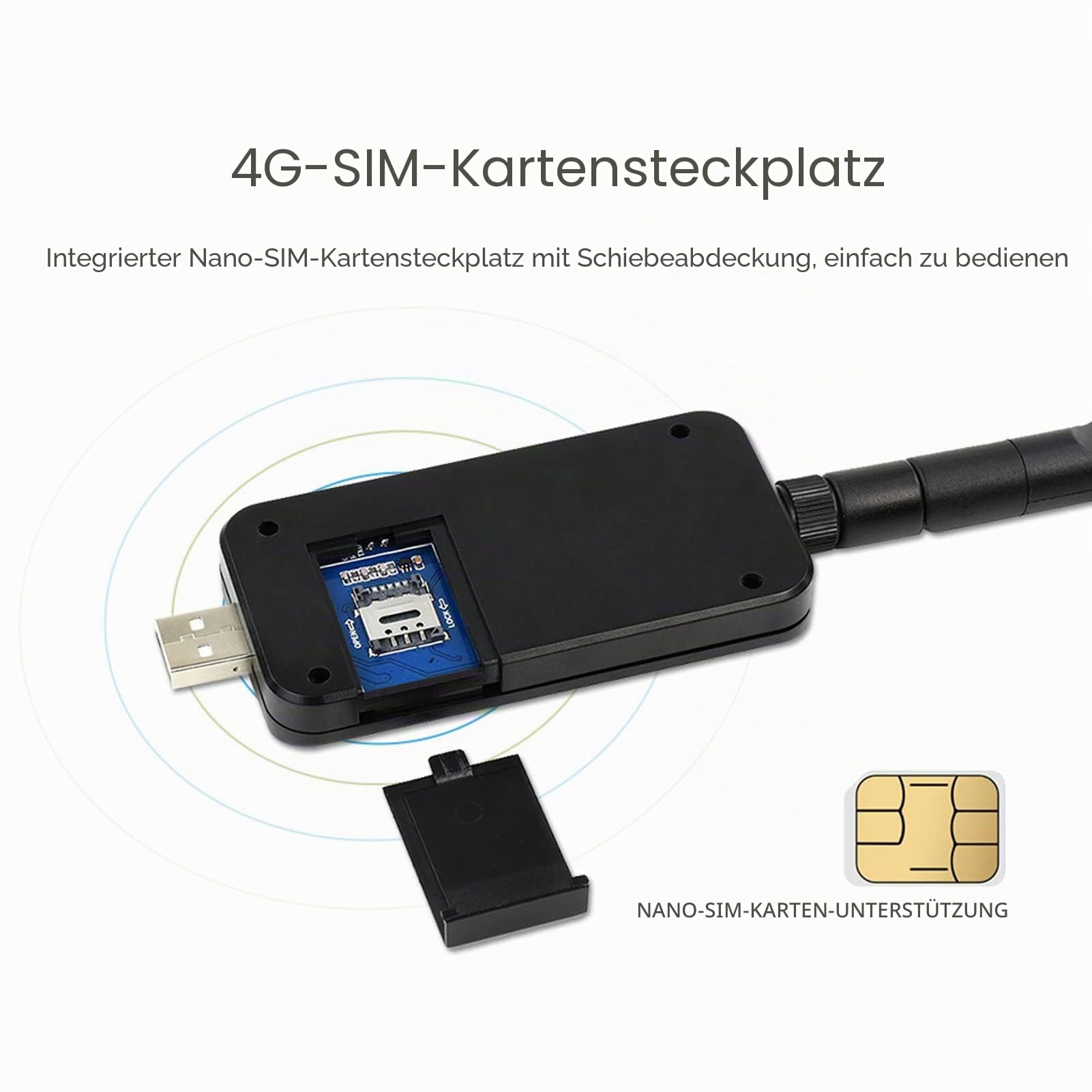 VBESTLIFE 4G LTE USB Dongle, 4G DONGLE Modul USB UART Kommunikationsunterstützung 2G 3G 4G 50Mbps Uplink 150Mbps Downlink, mit Drehbarer Antenne