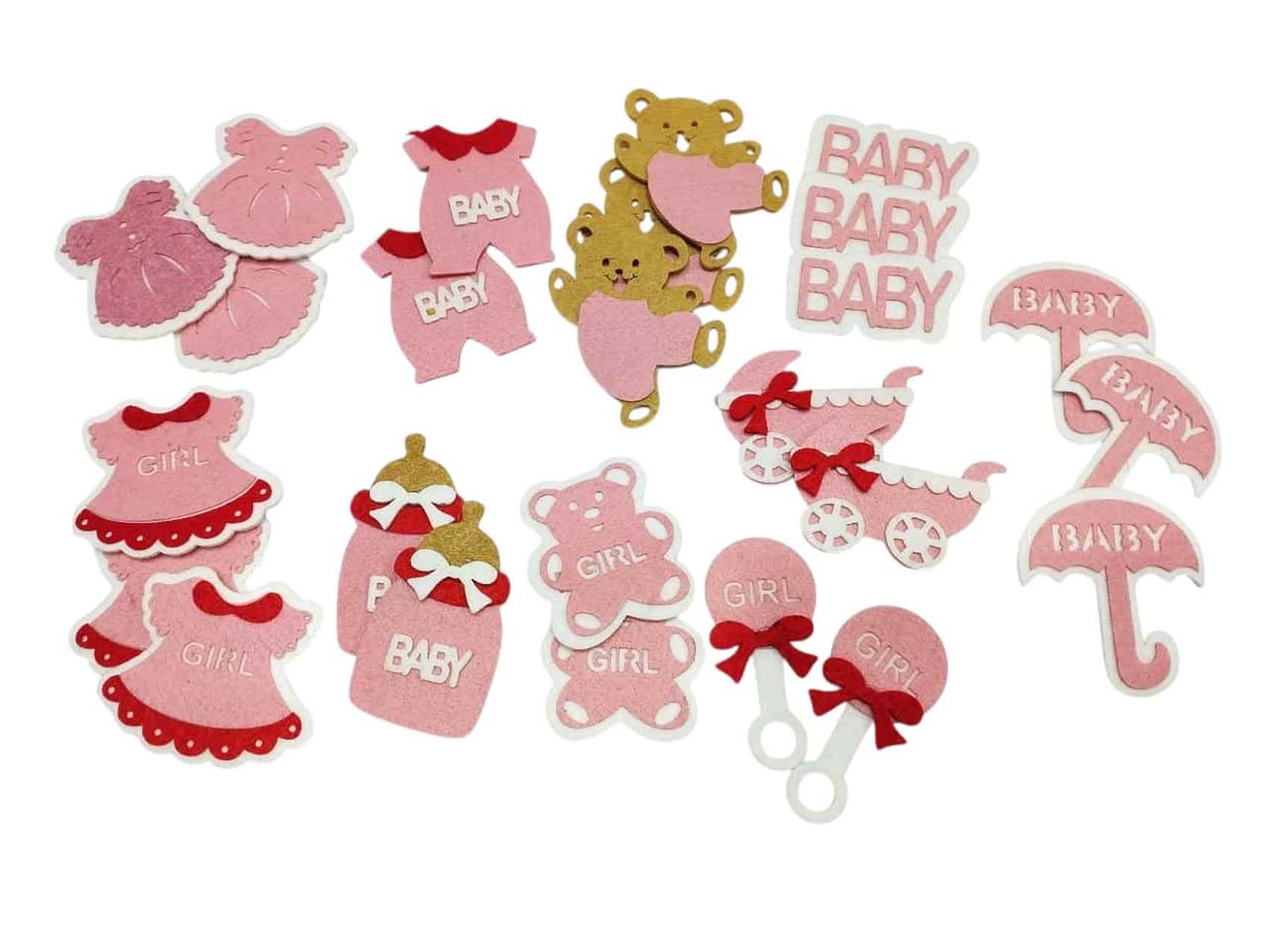 VARDHMAN 3D Felt Cutouts Motifs Embellishment for Baby Shower Decoration, Gift Packaging, Card Making & Craft Work, Pack of 24 pcs (Mix Design)-image-47