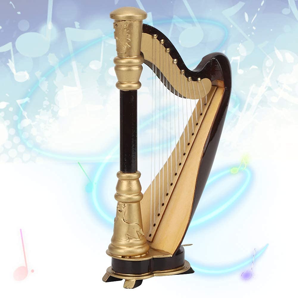 Mini Modèle De Harpe, 16 Cm, Modèle De Harpe En Bois Fait à la Main, Ornement, Instrument De Musique, Décoration Miniature, Figurine De Harpe Rétro Pour la Décoration de la Maison Et du Bureau