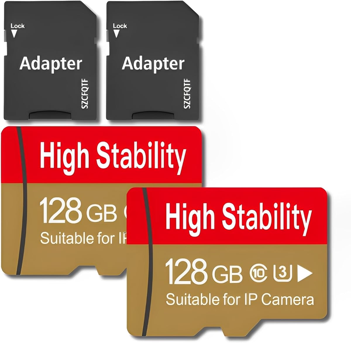 128GB Memory Card,Micro TF Card U3 V30 C10 4K UHD High Stability for Security Camera &GoPro &Action/Outdoor Camera/Dash Cam/Drones/Tablets/Phone with Adapter (2 Pack) : Electronics