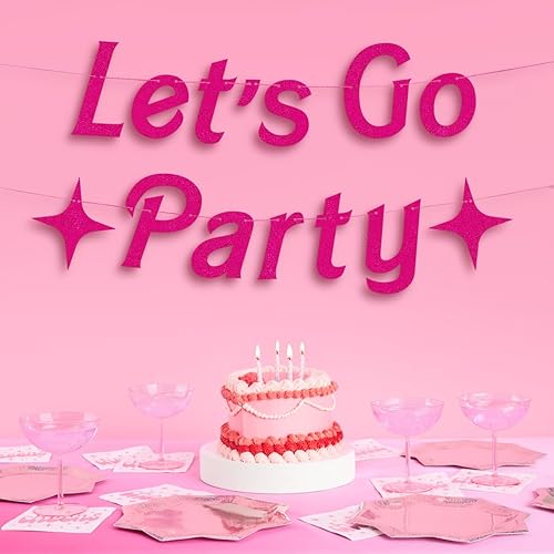 xo, Fetti Cartel con purpurina rosa Let's Go Party, 5 pies, decoraciones de despedida de soltera, decoraciones de fiesta de cumpleaños rosa, lindo