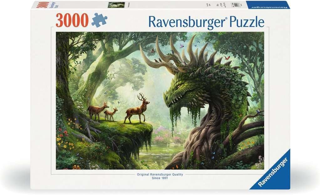 The Forest Dragon Awakes - 3000 Piece Jigsaw Puzzle - Fantastical, Mythical Scene in Stunning, Bold Detail - Frameable - Premium Quality - Puzzles for Adults