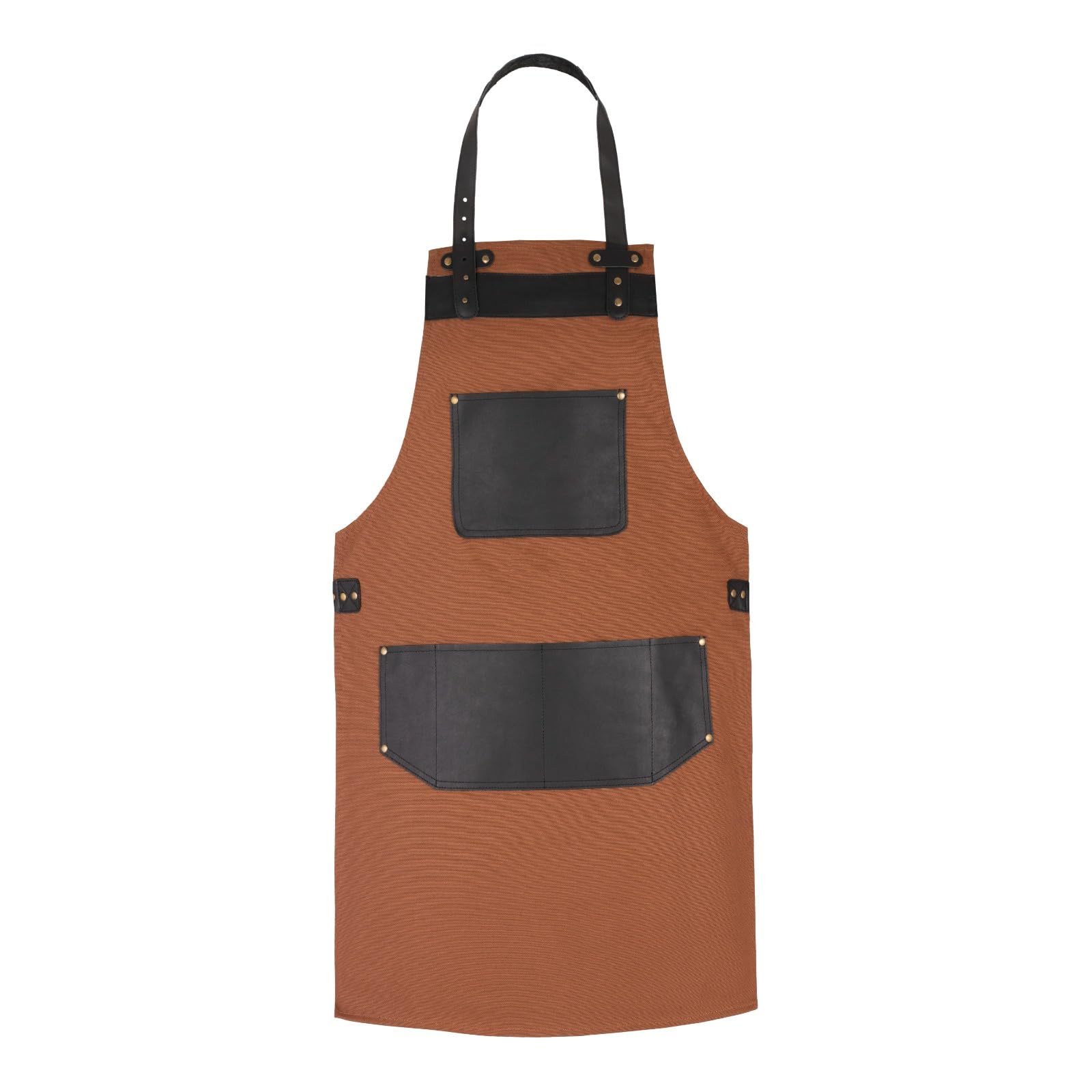 Leathershire Brown Full Grain Leather Canvas Apron Butcher Diy Bbq Cooking Blacksmith Barber Woodwork Apron (Brown)