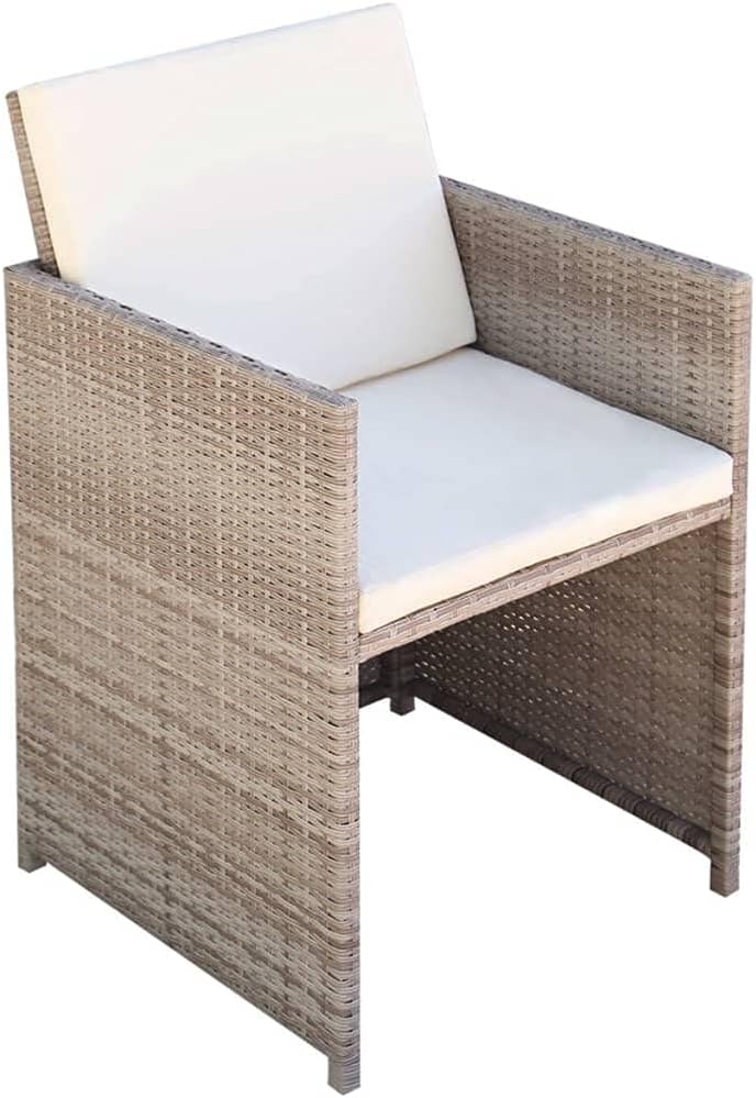 vidaXL Patio Furniture Set 5 Piece, Table and Chair for Garden Balcony Porch, Outdoor Dining Set with Cushions, Stool, Poly Rattan Beige