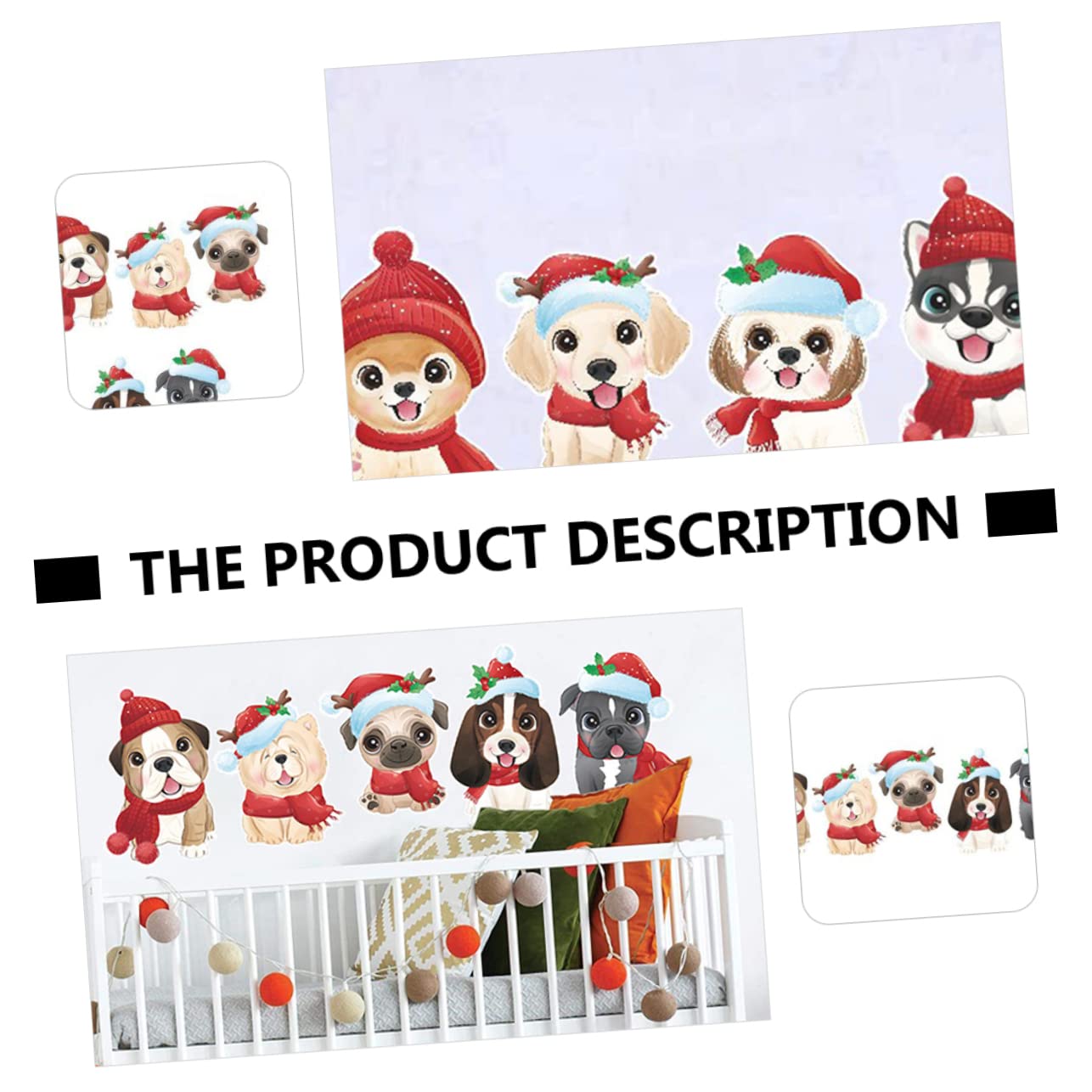 Cabilock 6 Fogli etichetta adesivo da parete per la cameretta dei cartone animato gnomi luci fatate Natale culla cam christmas adesivo da parete natalizio vetrofania natalizia pvc
