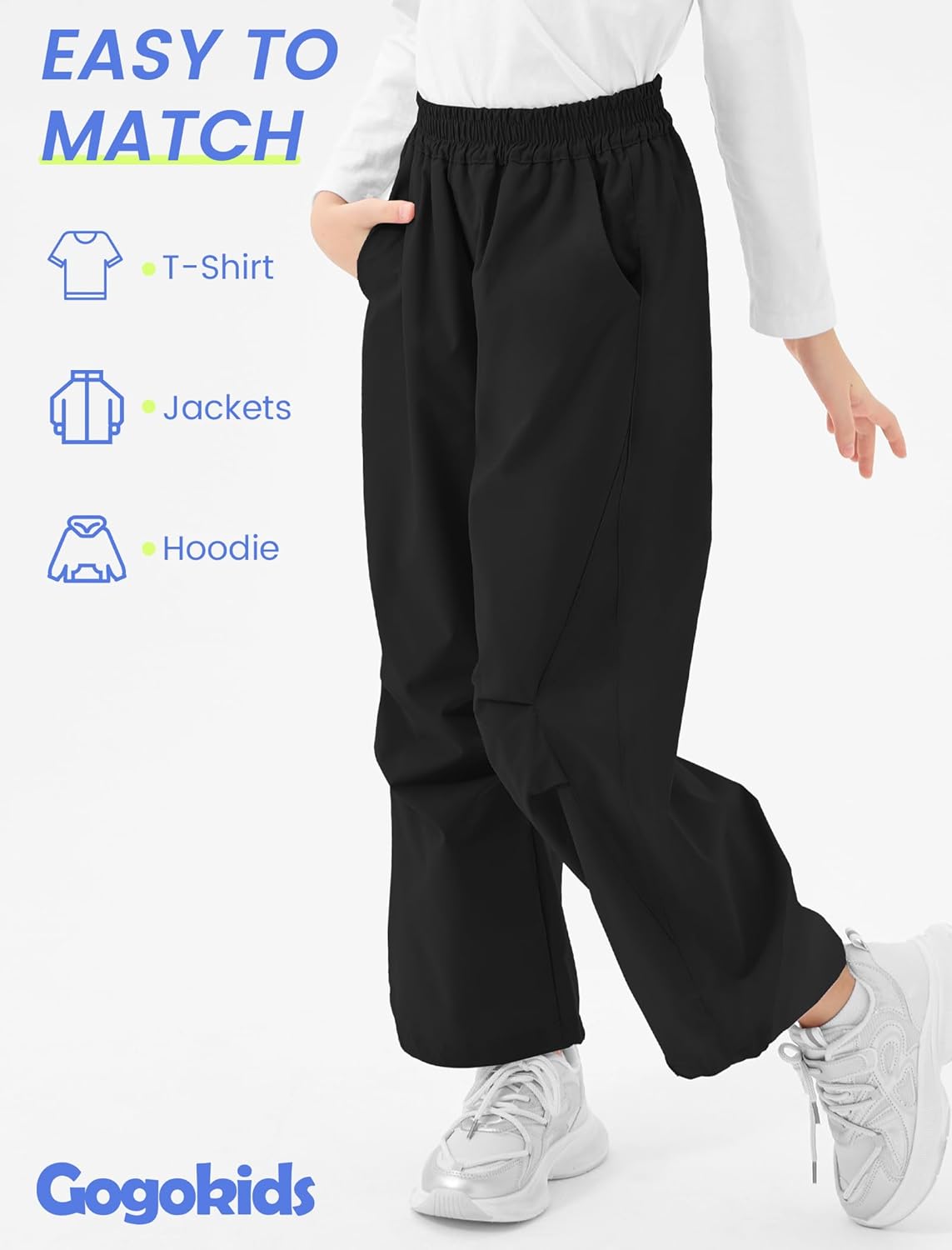 Gogokids Boys Girls Hiking Pants Waterproof Quick Dry Cargo Pants Casual Athletic Pants Lightweight Outdoor Camping for 4-12Y - Image 6
