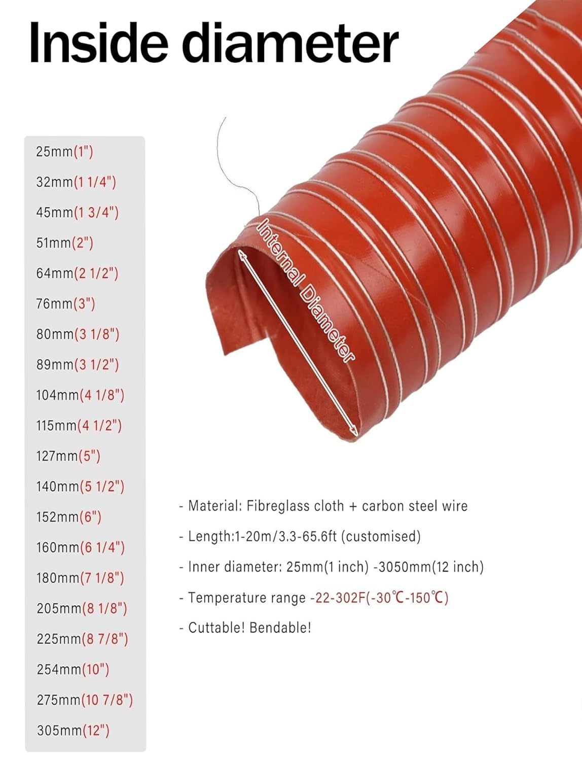 Spiralne Elastyczne przewody, odpowiednie do przemysłowych układów wydechowych(100cm/39.4in)