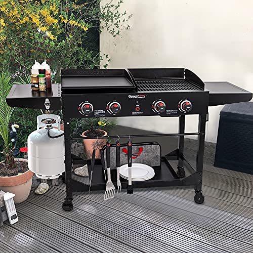 Royal-Gourmet-GD402-4-Burner-Portable-Flat-Top-Gas-Grill-and-Griddle-Combo-with-Folding-Legs-48000-BTU-Black