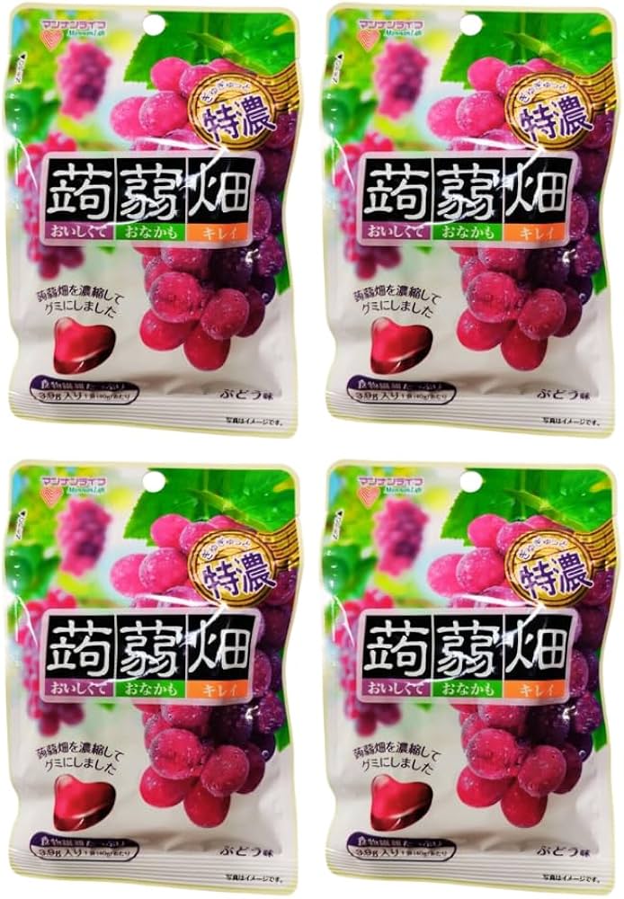 Amazon | 【販路限定】蒟蒻畑グミ ぶどう味 40g×4袋 | ノーブランド品
